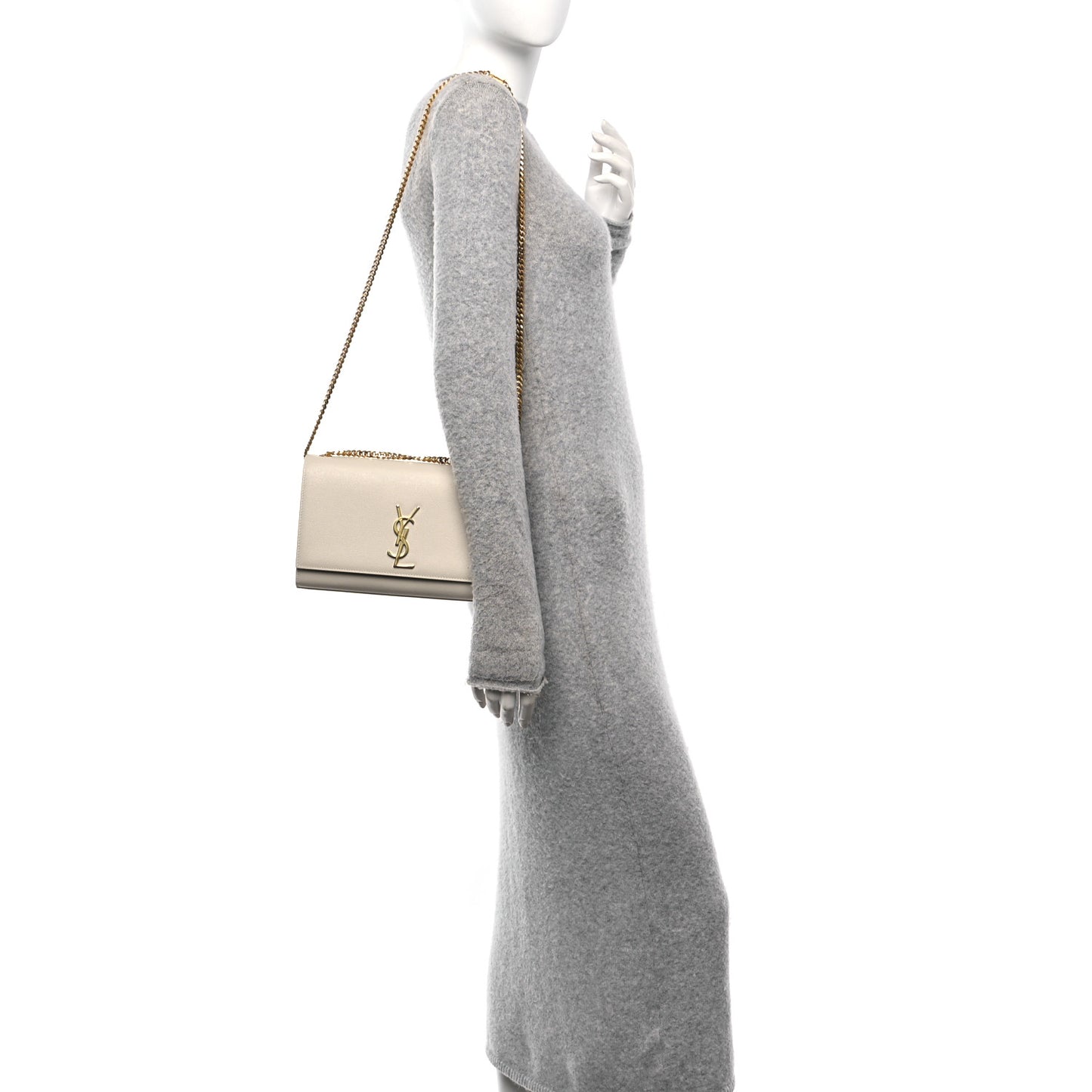 Grain De Poudre Medium Classic Monogram Kate Satchel Crema Soft