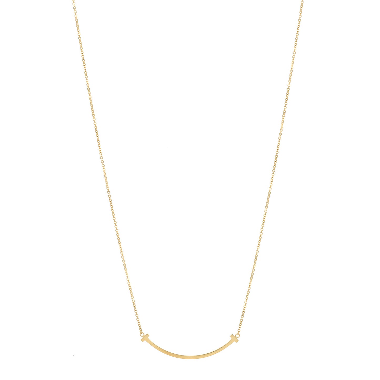 18K Yellow Gold Small T Smile Pendant Necklace