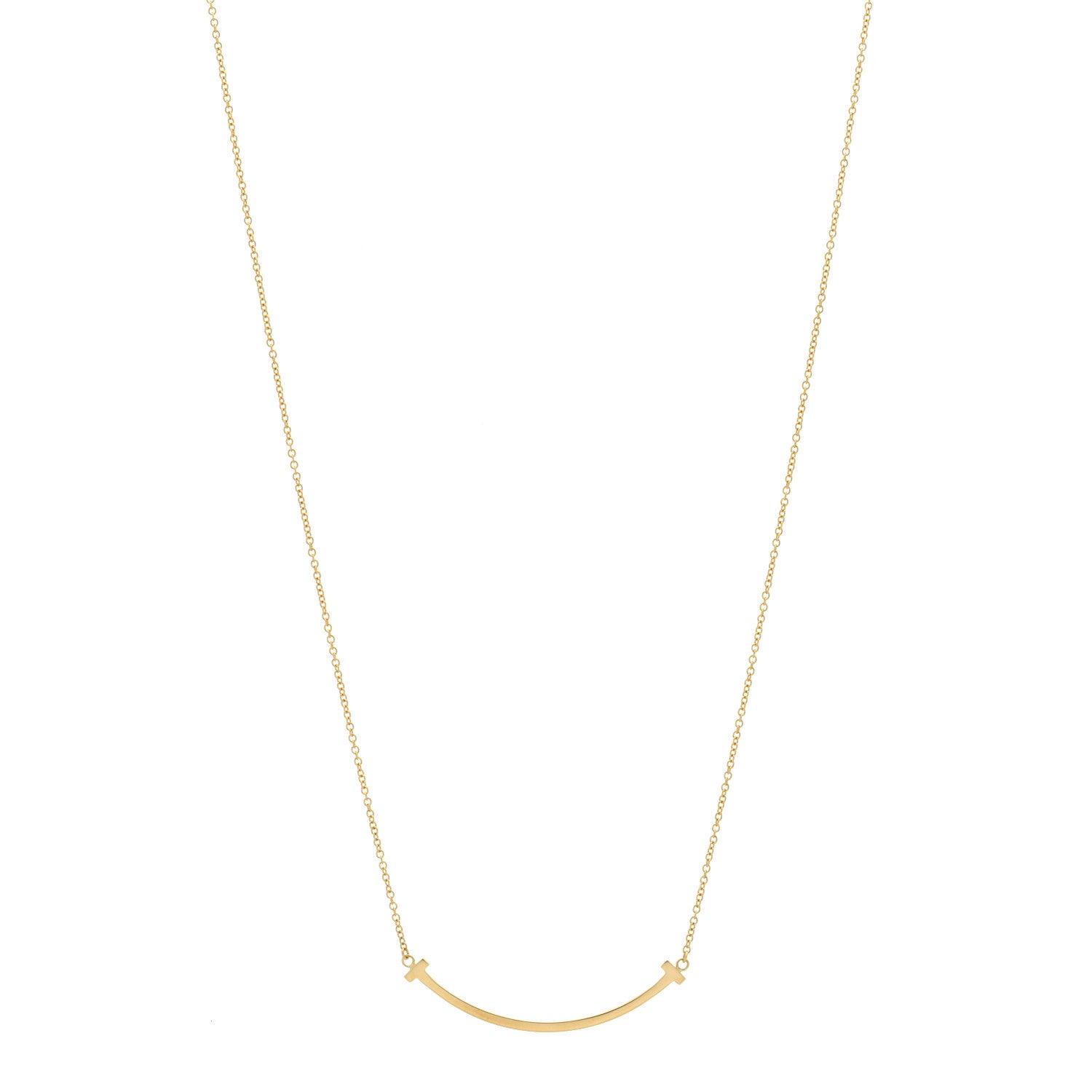 Tiffany 18K Yellow Gold Small T Smile Pendant Necklace 1 of 5