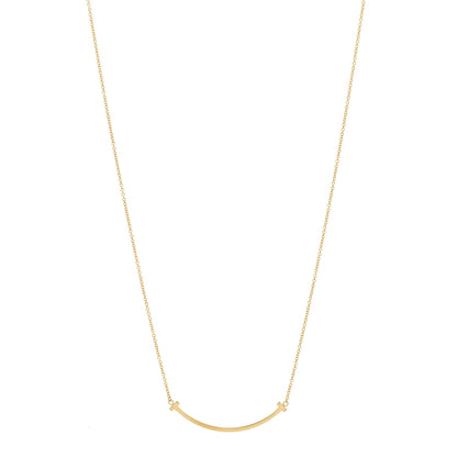 Tiffany 18K Yellow Gold Small T Smile Pendant Necklace 1 of 5