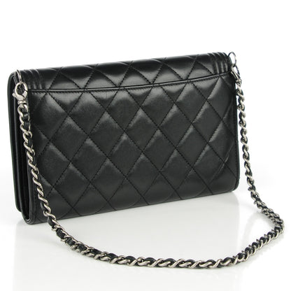 Chanel Lambskin Quilted Boy Wallet On Removable Chain WOC Black 3 of 9