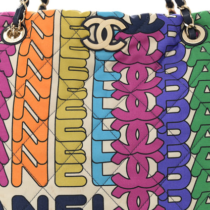Chanel Printed Fabric Quilted Logo Large Shopping Tote Multicolor 8 of 11