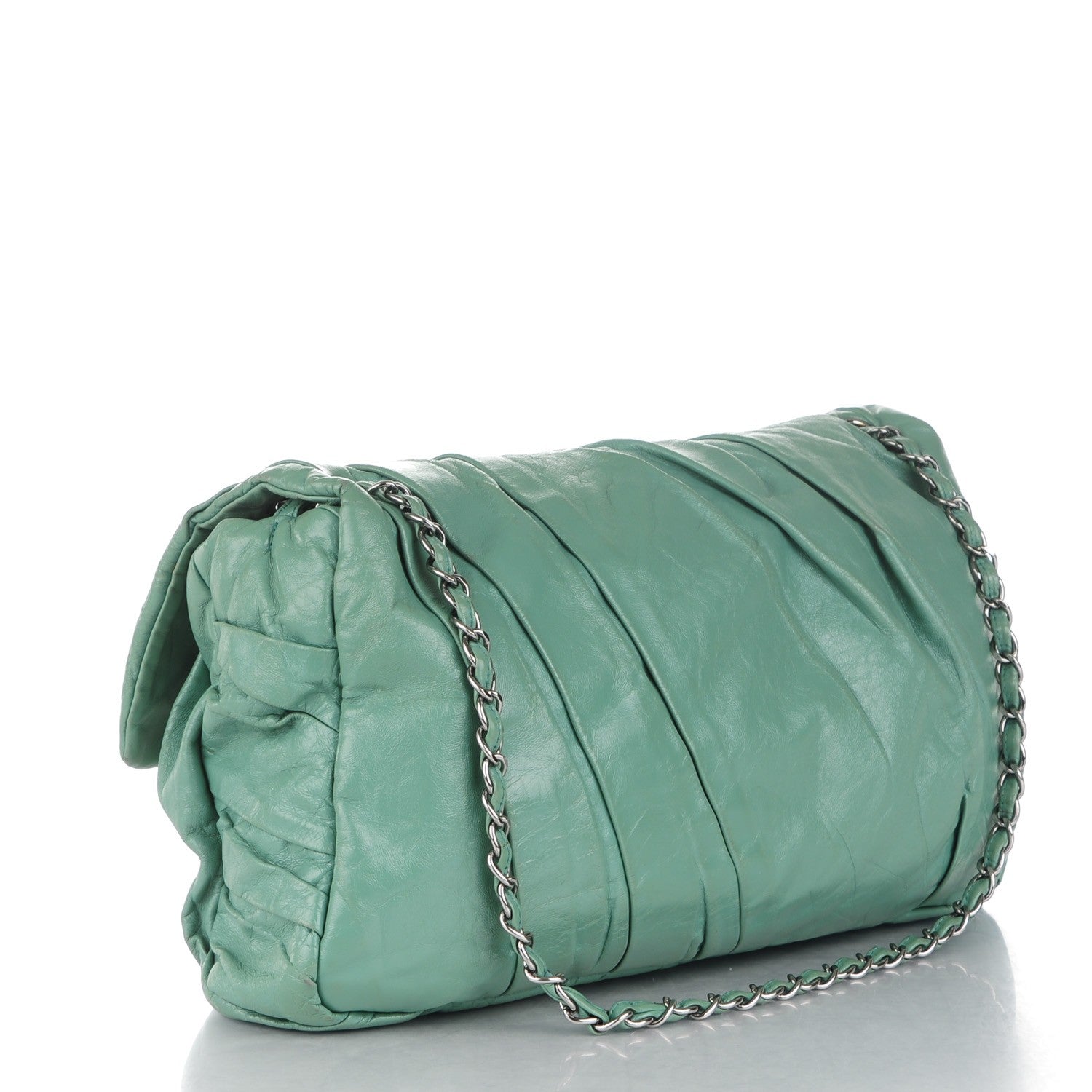Chanel Glazed Calfskin Twisted Maxi Flap Green 3 of 9