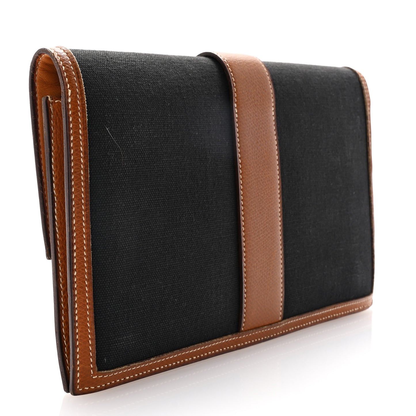 Canvas Courchevel Medor Clutch Gold Brown