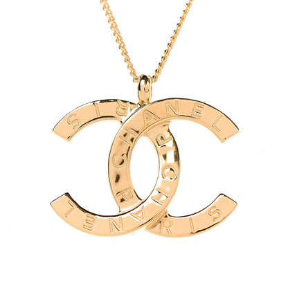 Chanel Metal CC Paris Button Necklace Gold 3 of 4