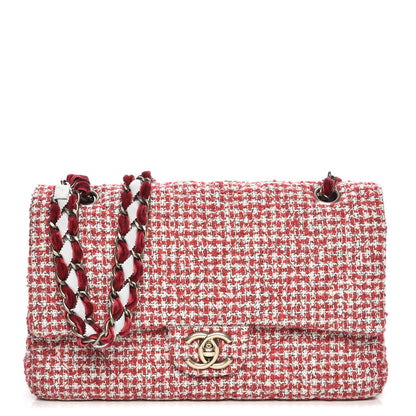 Chanel Tweed Quilted Medium Double Flap Red 1 of 7
