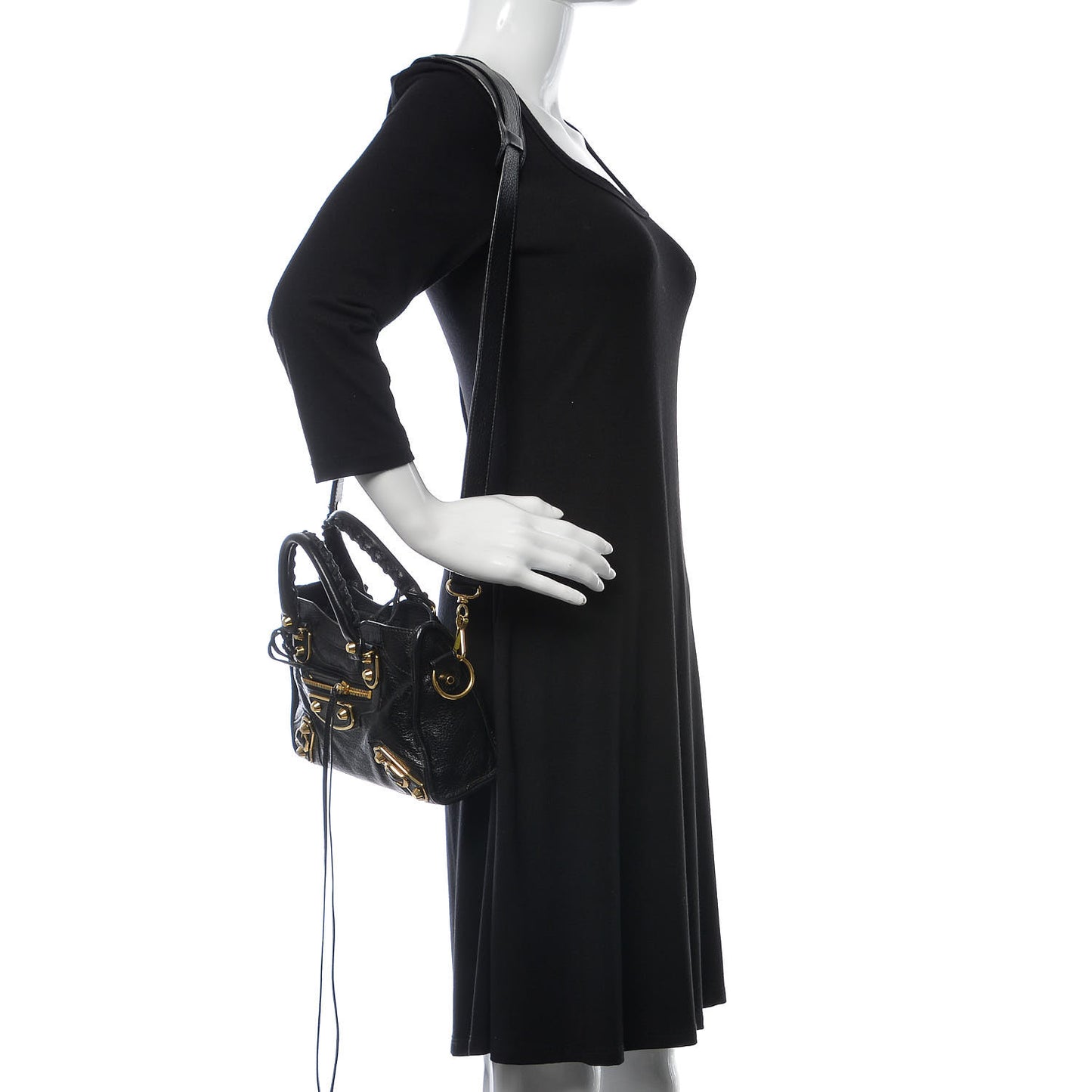 Chevre Gold Metallic Edge Hardware Mini City Black