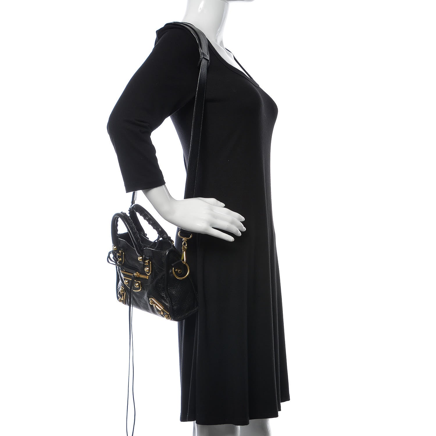 Balenciaga Chevre Gold Metallic Edge Hardware Mini City Black 2 of 10