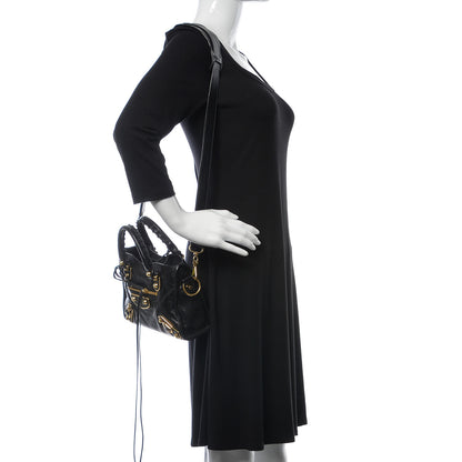 Balenciaga Chevre Gold Metallic Edge Hardware Mini City Black 2 of 10