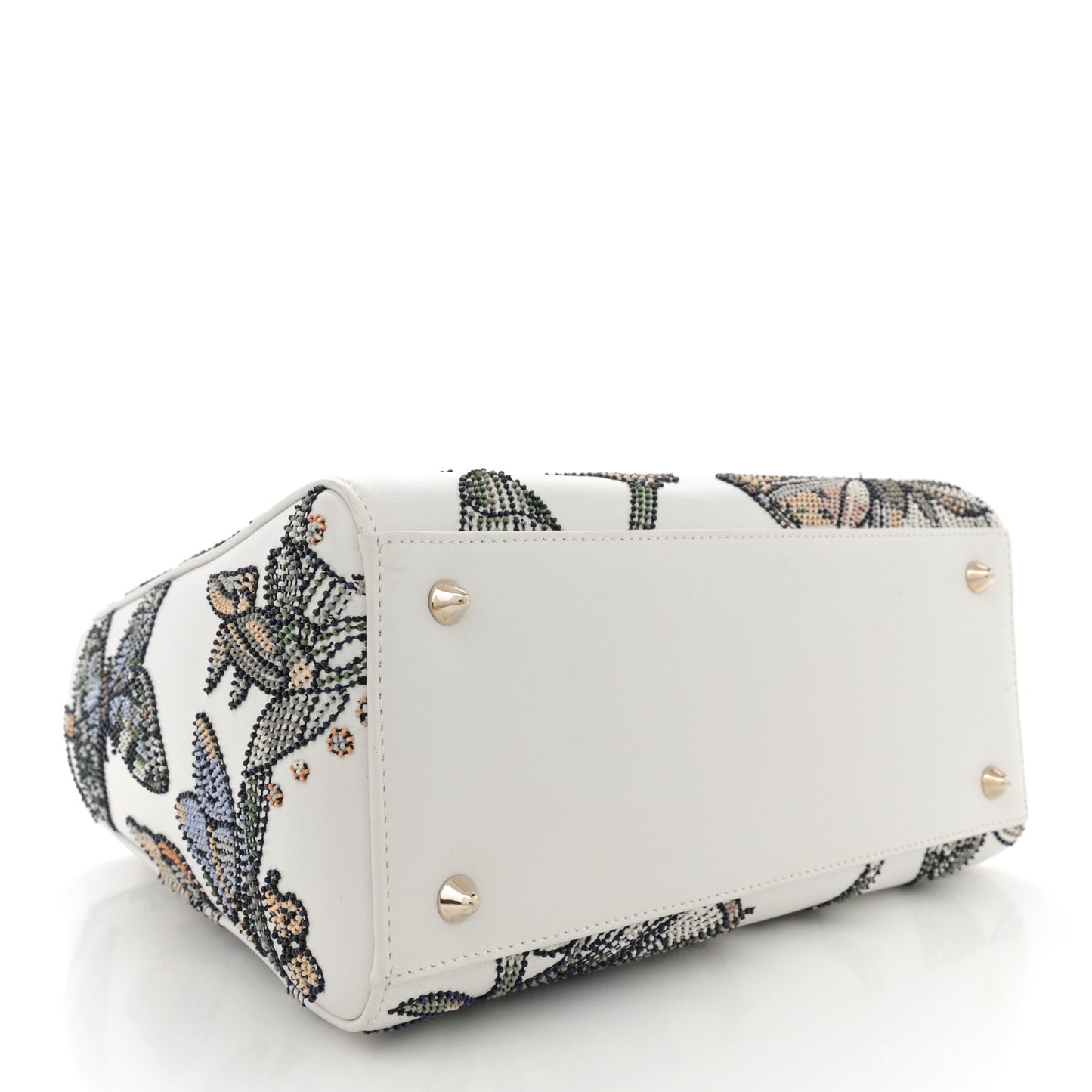 Calfskin Toile de Jouy Beaded Sequin Embroidered Medium Mexico Lady Dior White Multicolor