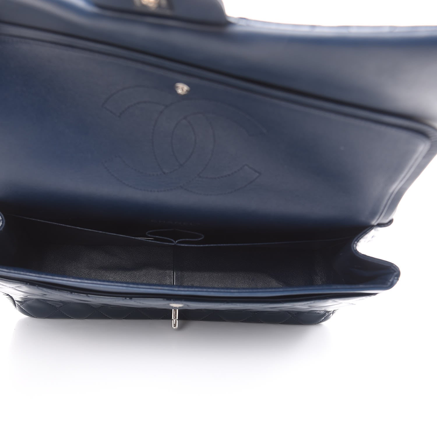 Chanel Patent Quilted Maxi Double Flap Navy Blue 5 of 14
