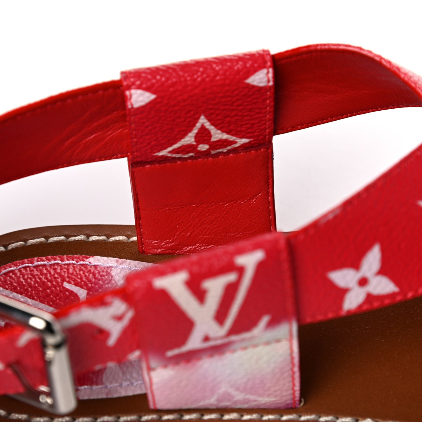 Monogram Escale Palma Flat Sandals 37 Rouge