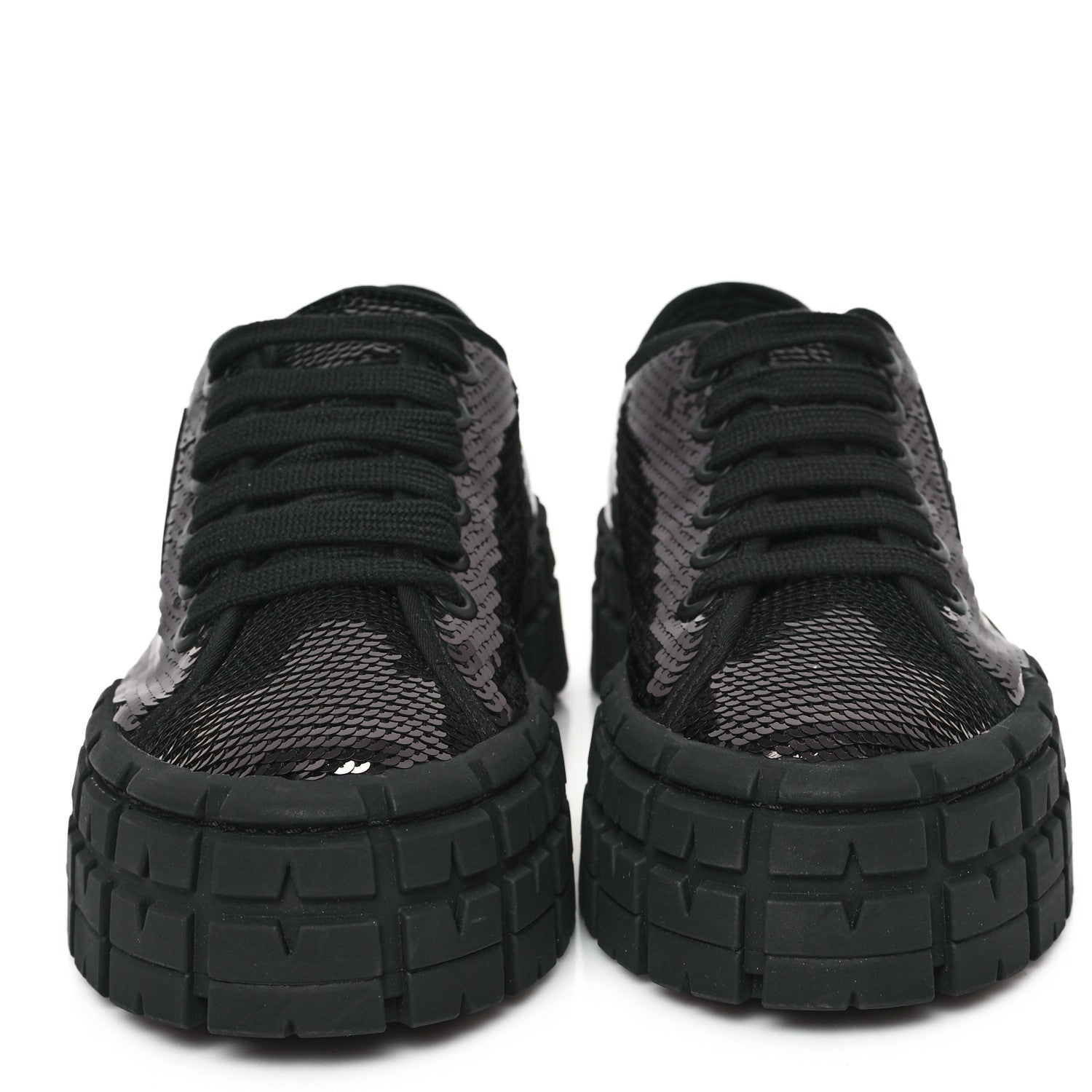 Prada Paillettes Triangle Logo Double Wheel 50mm Sneakers 39 Black 3 of 10