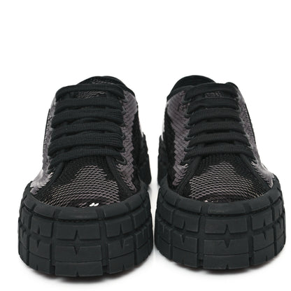 Prada Paillettes Triangle Logo Double Wheel 50mm Sneakers 39 Black 3 of 10