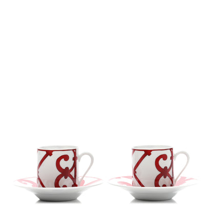 Hermes Porcelain Balcon du Guadalquivir Coffee Cup and Saucer Set of 2 1 of 7
