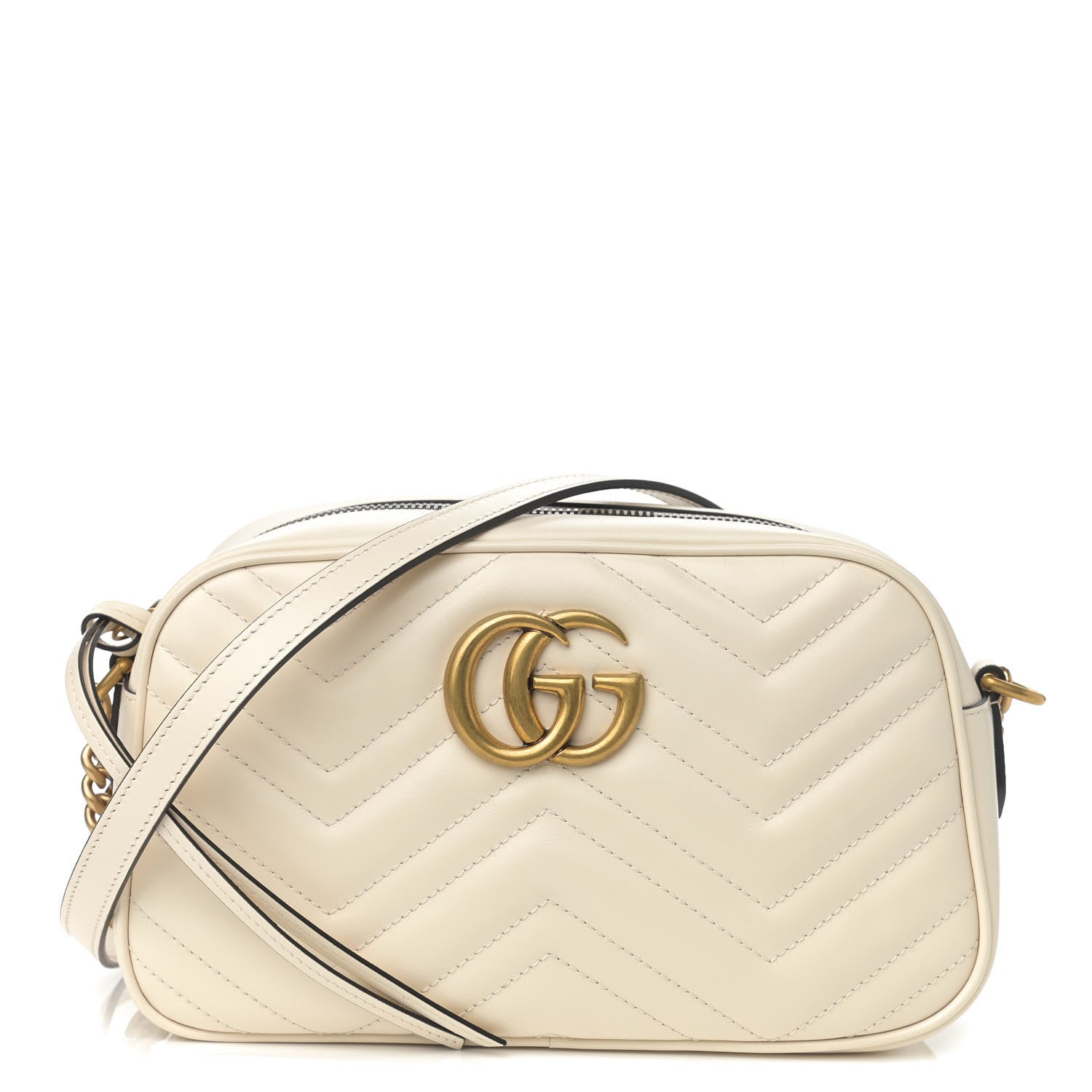 Gucci Calfskin Matelasse Small GG Marmont Chain Shoulder Bag White 1 of 10