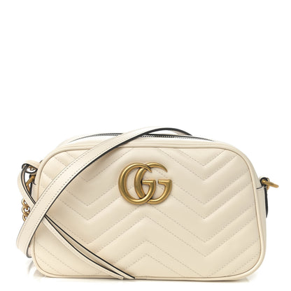 Gucci Calfskin Matelasse Small GG Marmont Chain Shoulder Bag White 1 of 10