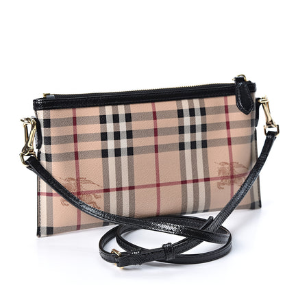 Burberry Haymarket Check Small Peyton Crossbody Clutch Bag Black 2 of 8