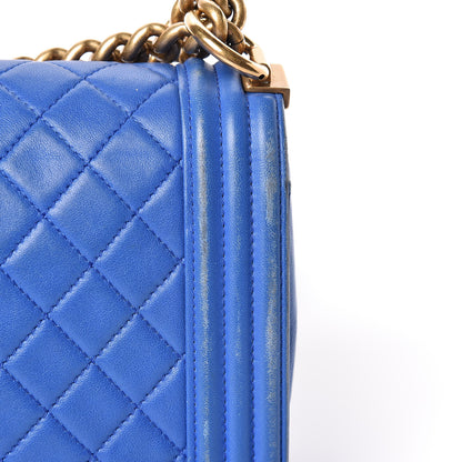 Chanel Lambskin Quilted Medium Boy Flap Blue 17 of 31