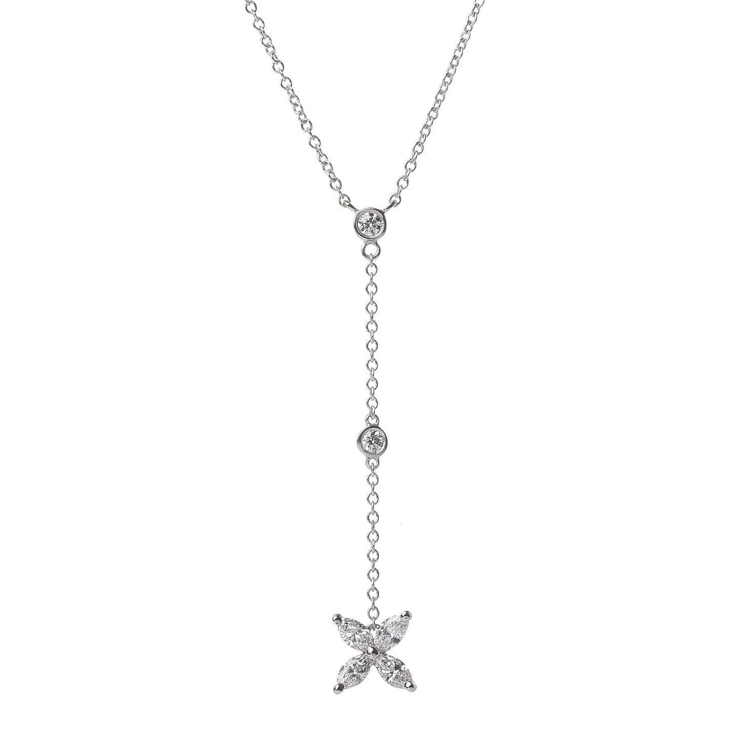 Platinum Diamond Victoria Lariat Necklace