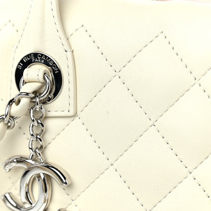 Chanel Calfskin Quilted Feather Weight Bowling Bag Ivory Light Pink 13 of 14