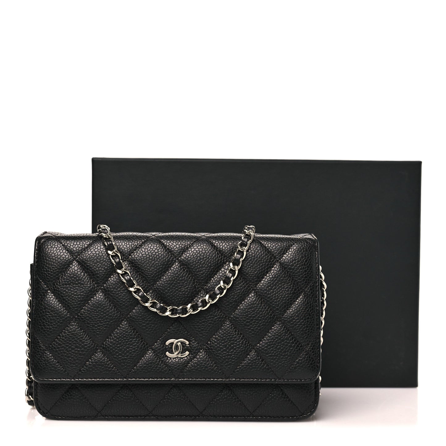 Caviar Quilted Wallet on Chain WOC Black