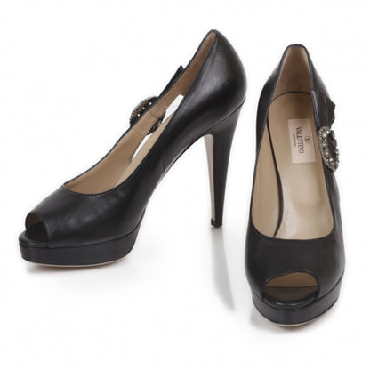 Valentino Garavani Crystal Platform Peep Toe Pumps 39.5 Black 1 of 10