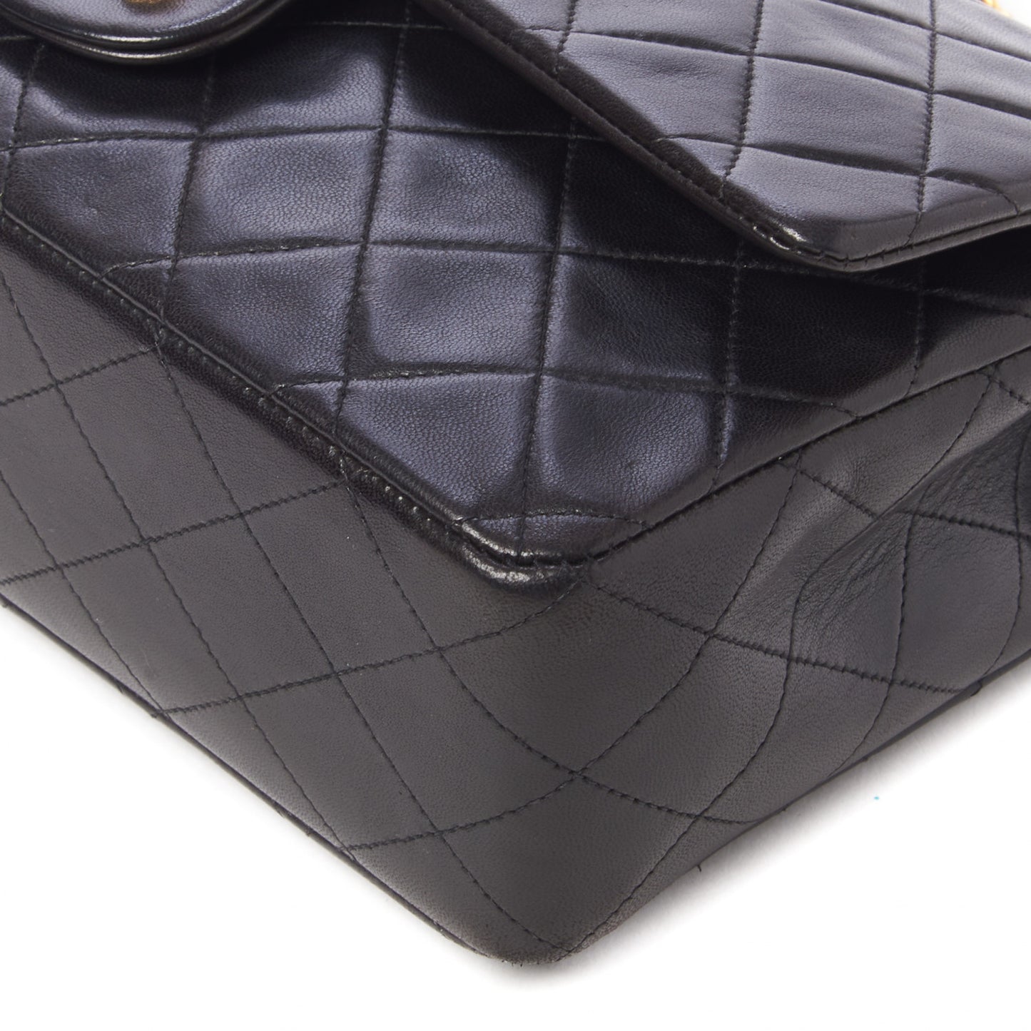 Lambskin Quilted Medium Double Flap Black