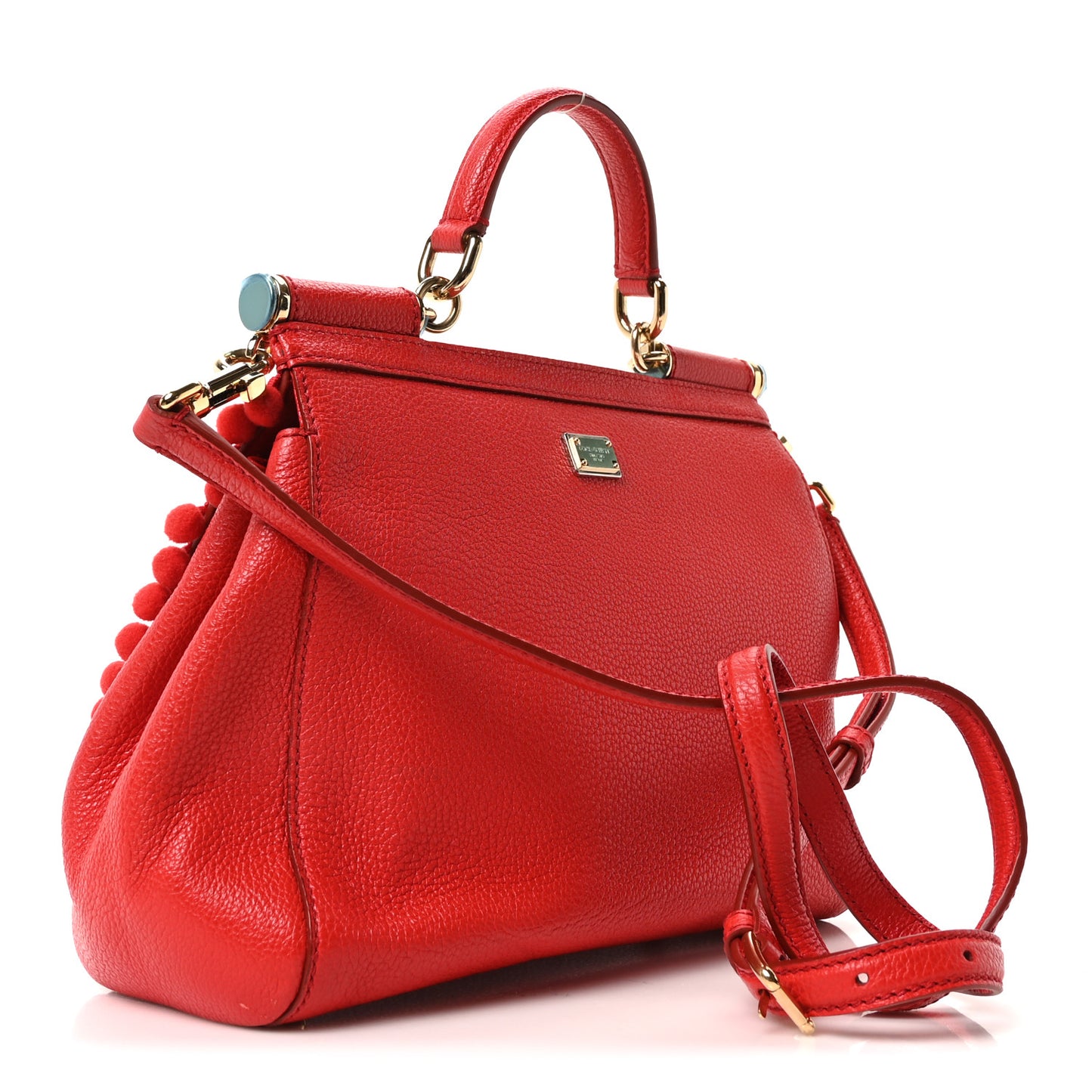 Calfskin Embellished Medium Miss Sicily Satchel Red