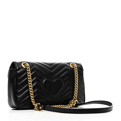 Gucci Calfskin Matelasse Small GG Marmont Shoulder Bag Black 3 of 10