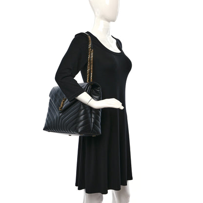 Saint Laurent Calfskin Y Quilted Monogram Large Loulou Chain Satchel Black 2 of 10
