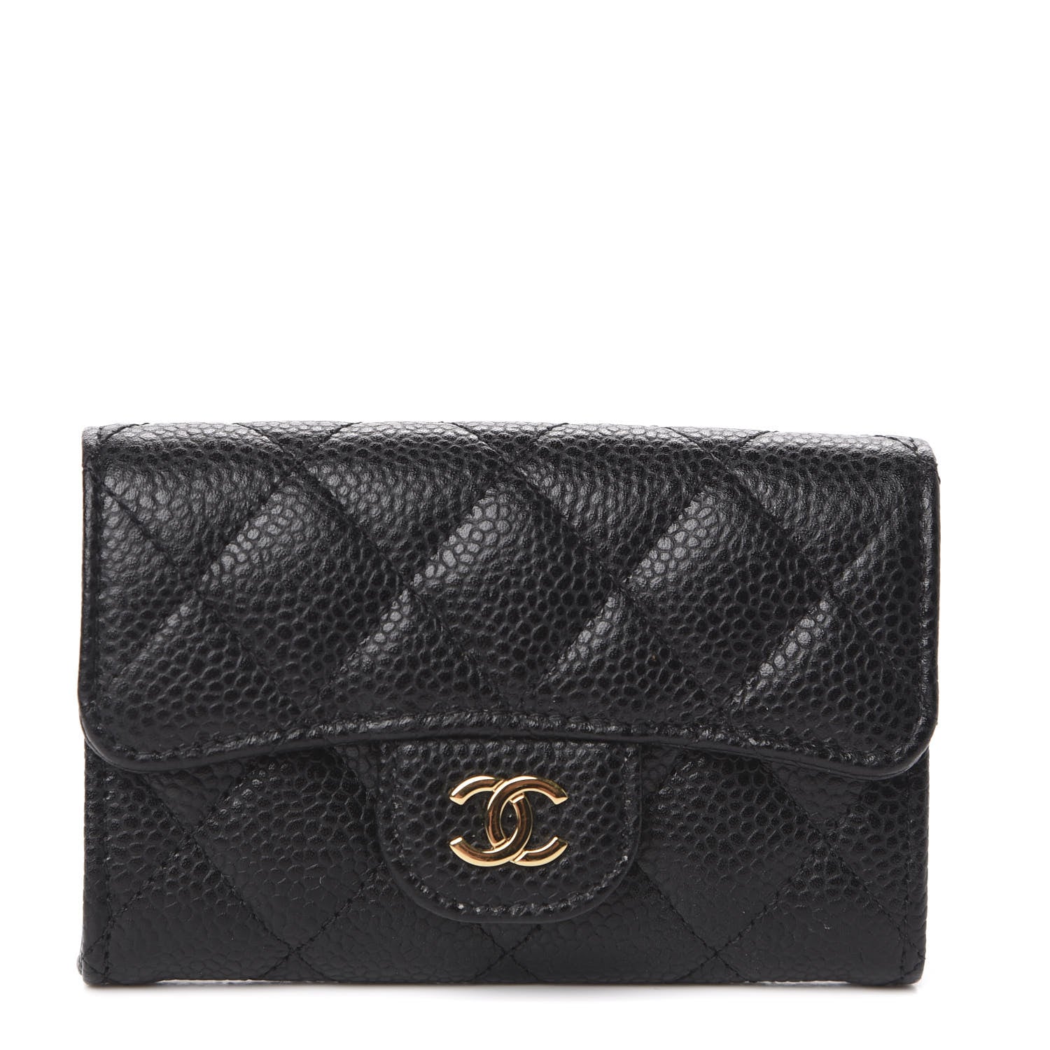 Chanel Caviar Quilted Flap Card Holder Wallet Black 1 of 7