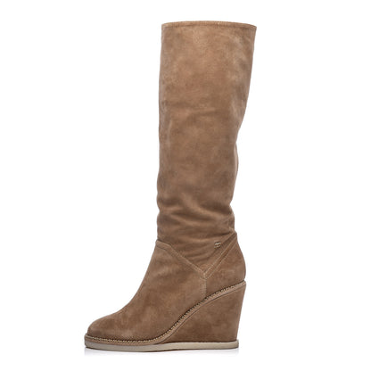 Chanel Suede Calfskin Chain Around High Boots 38.5 Beige 1 of 10