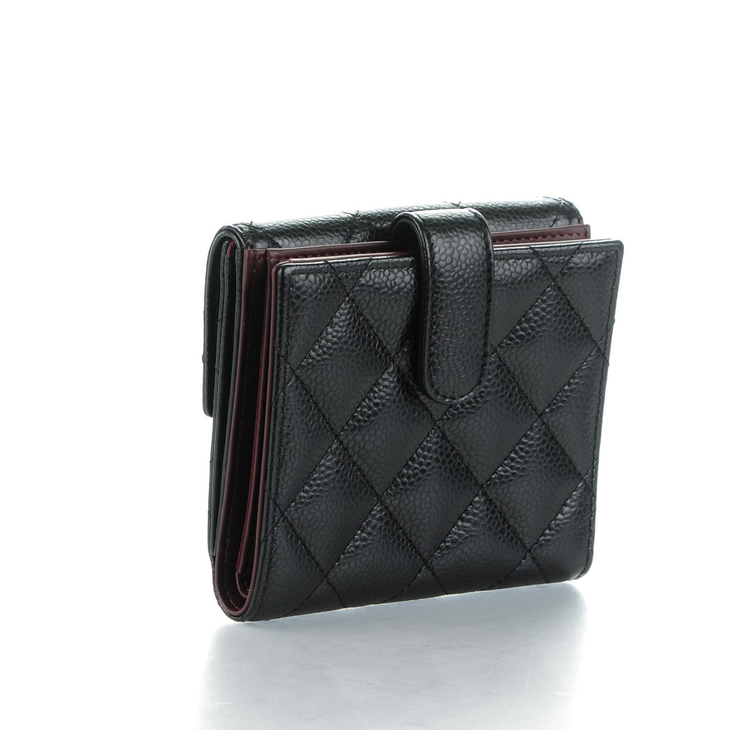 Caviar Quilted Compact French Flap Wallet