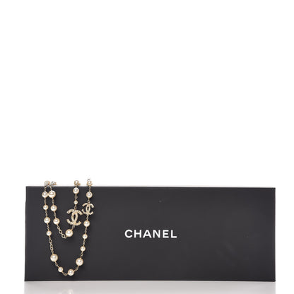 Chanel Graduated Pearl Crystal Twisted CC Long Necklace in Gold 5 of 5