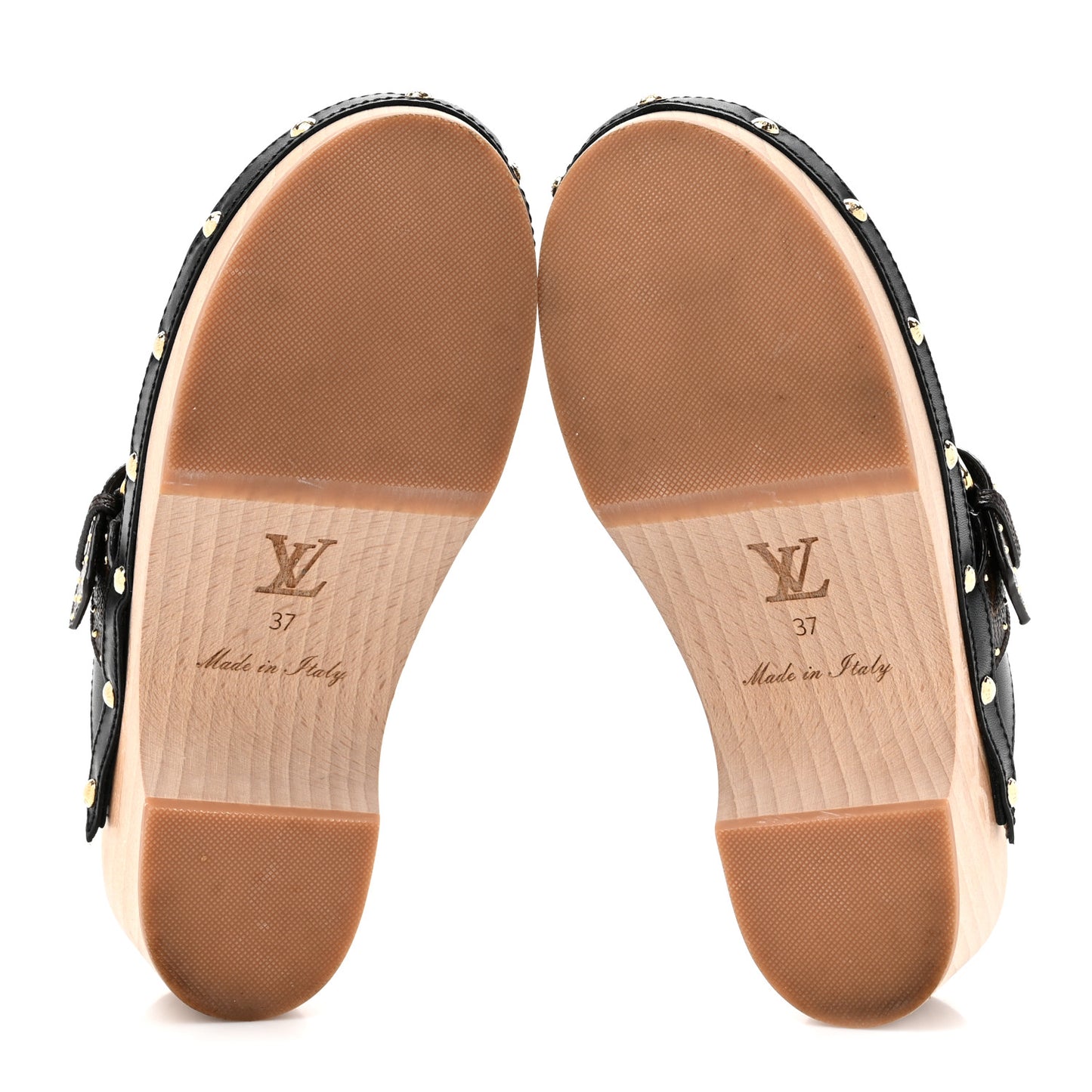 Calfskin Patent Monogram Cottage Clog Mules 37 Black