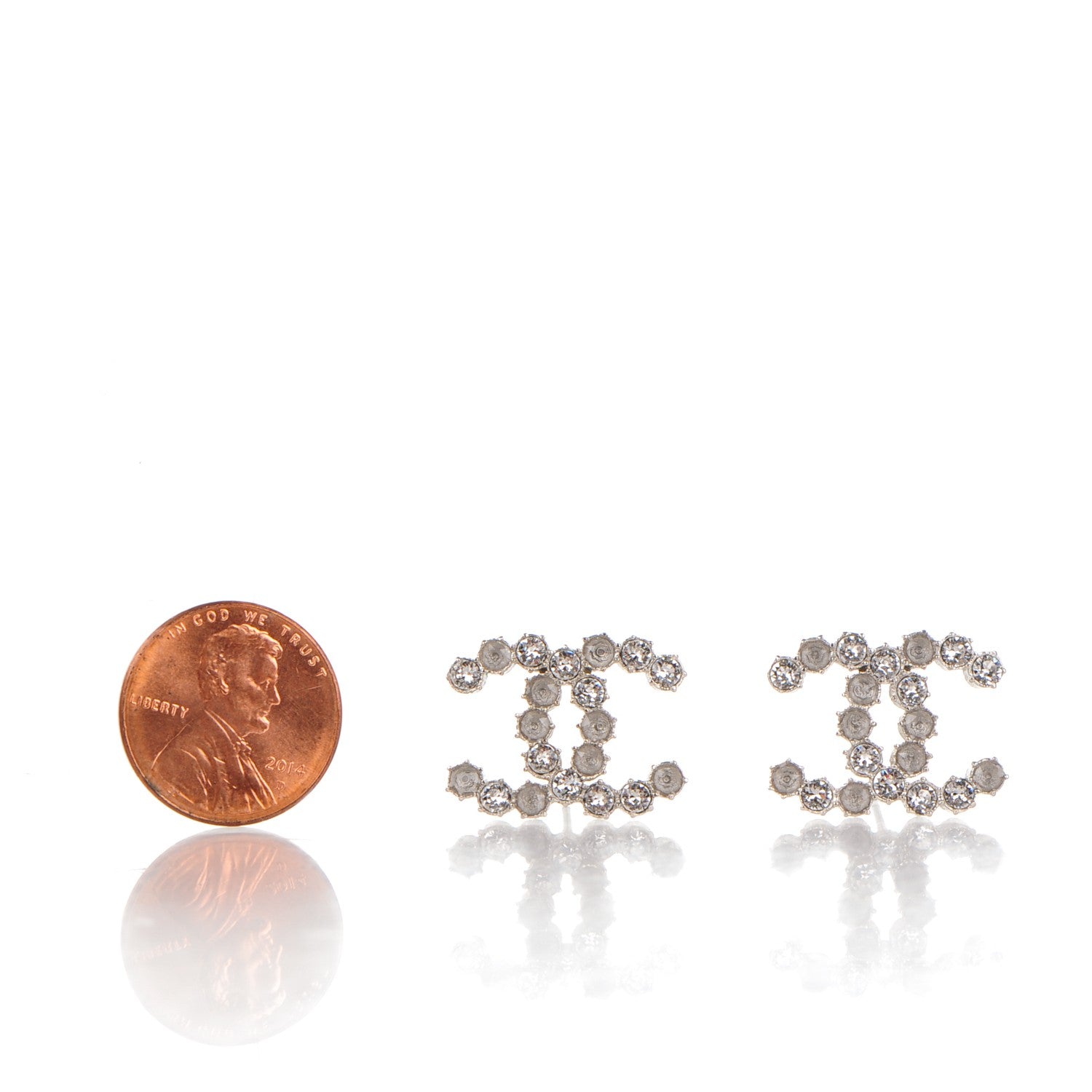 Chanel Crystal CC Earrings Silver 2 of 4