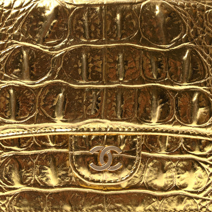 Chanel Calfskin Crocodile Embossed Cocodile Pouch With Chain Handle Gold 6 of 9