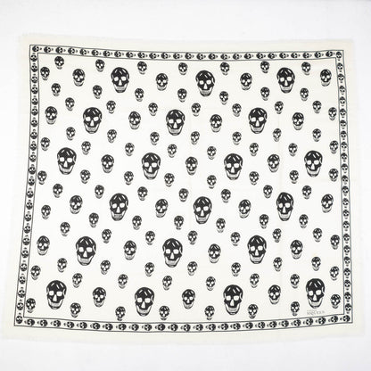 Alexander McQueen Wool Silk Cashmere Skull Scarf Ivory Black 3 of 6