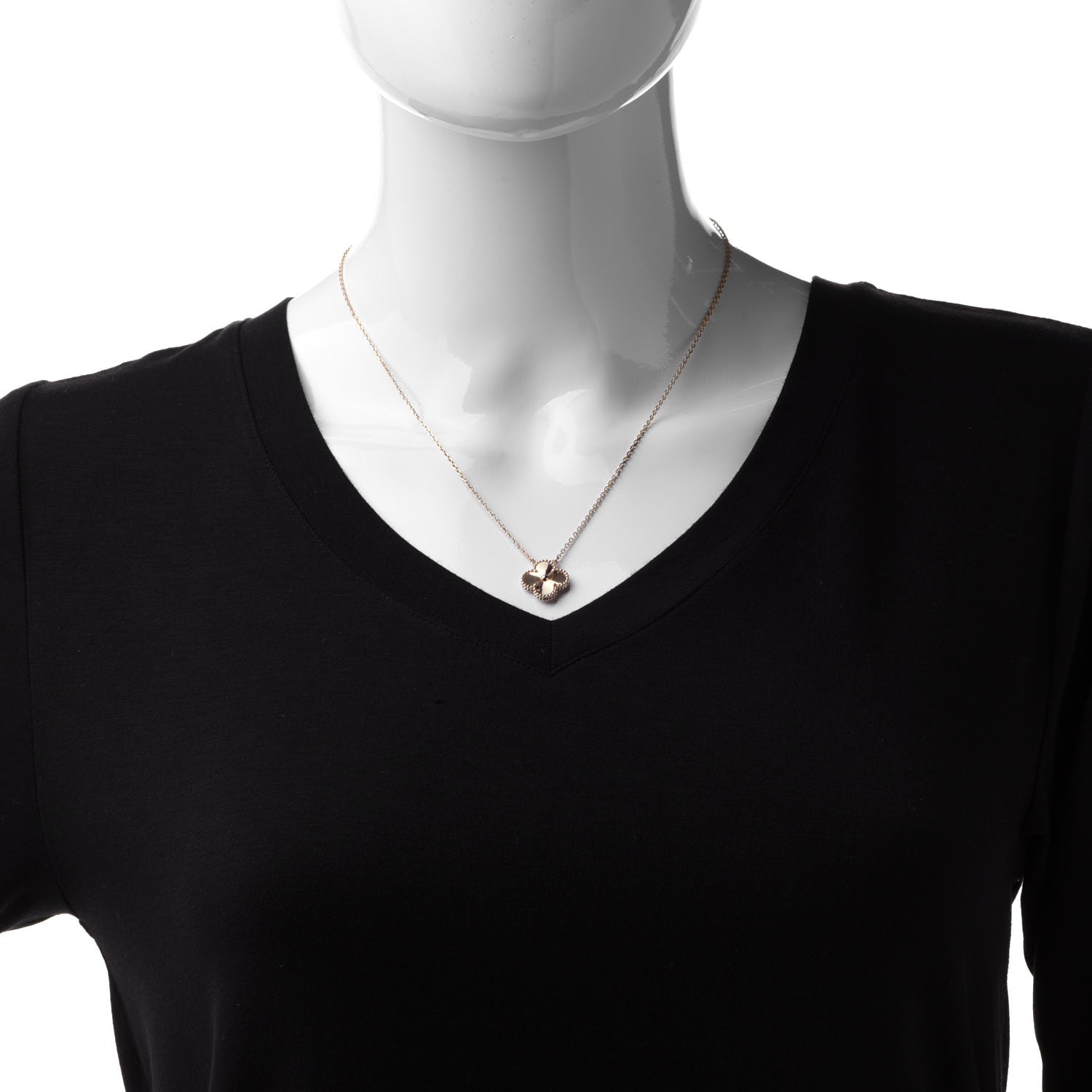 Van Cleef & Arpels 18K Yellow Gold Guilloche Vintage Alhambra Pendant Necklace 2 of 8