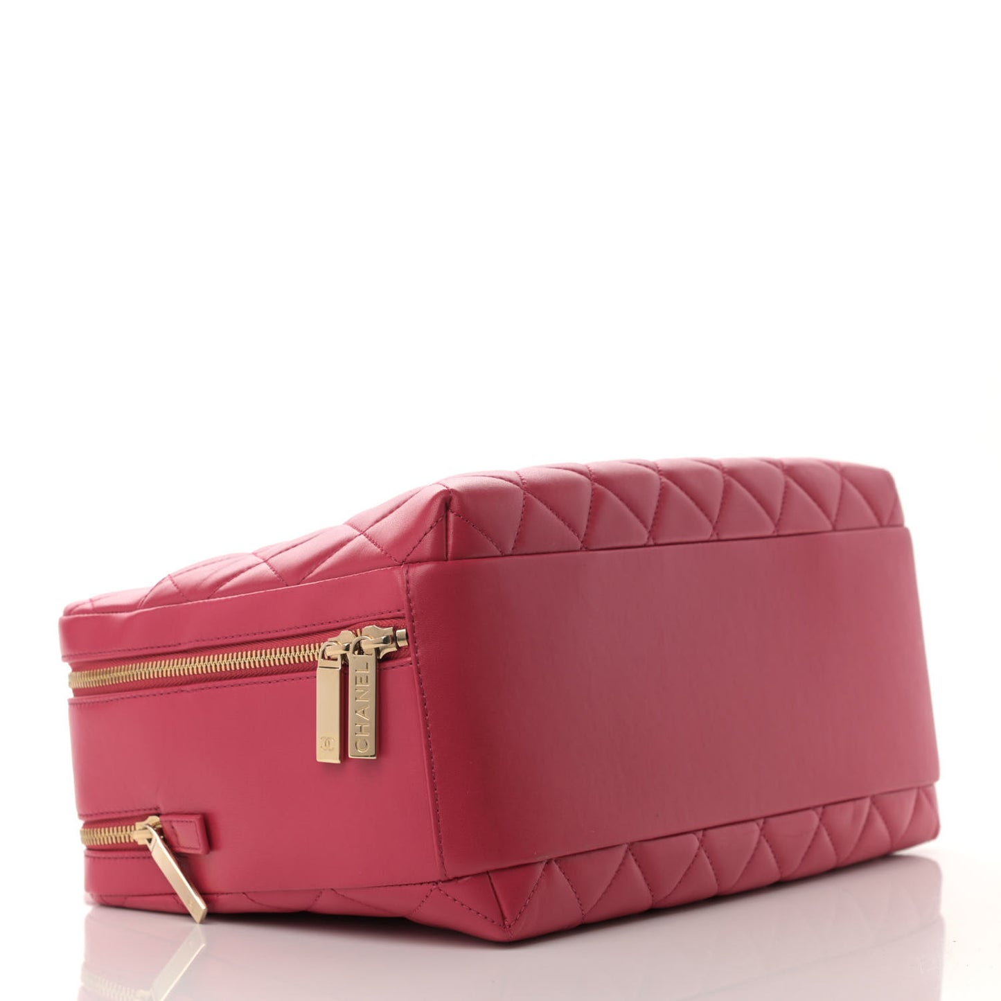 Lambskin Quilted Large Trendy CC Bowling Bag Dark Pink