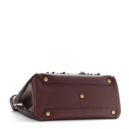Burberry Grainy Calfskin Perforated Medium Broguing Tassel Banner Tote Mahogany Red 4 of 9