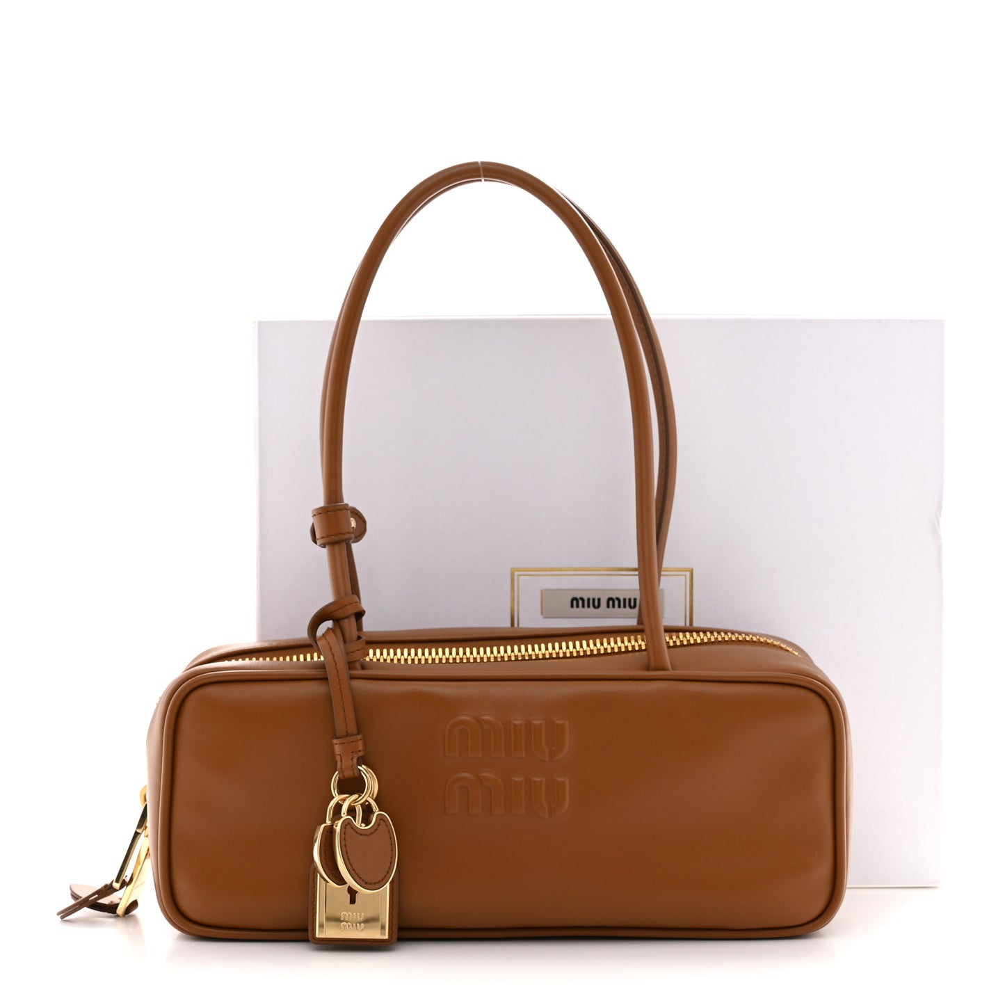 Calfskin Softy Small Beau Contrast Top Handle Bag Cognac