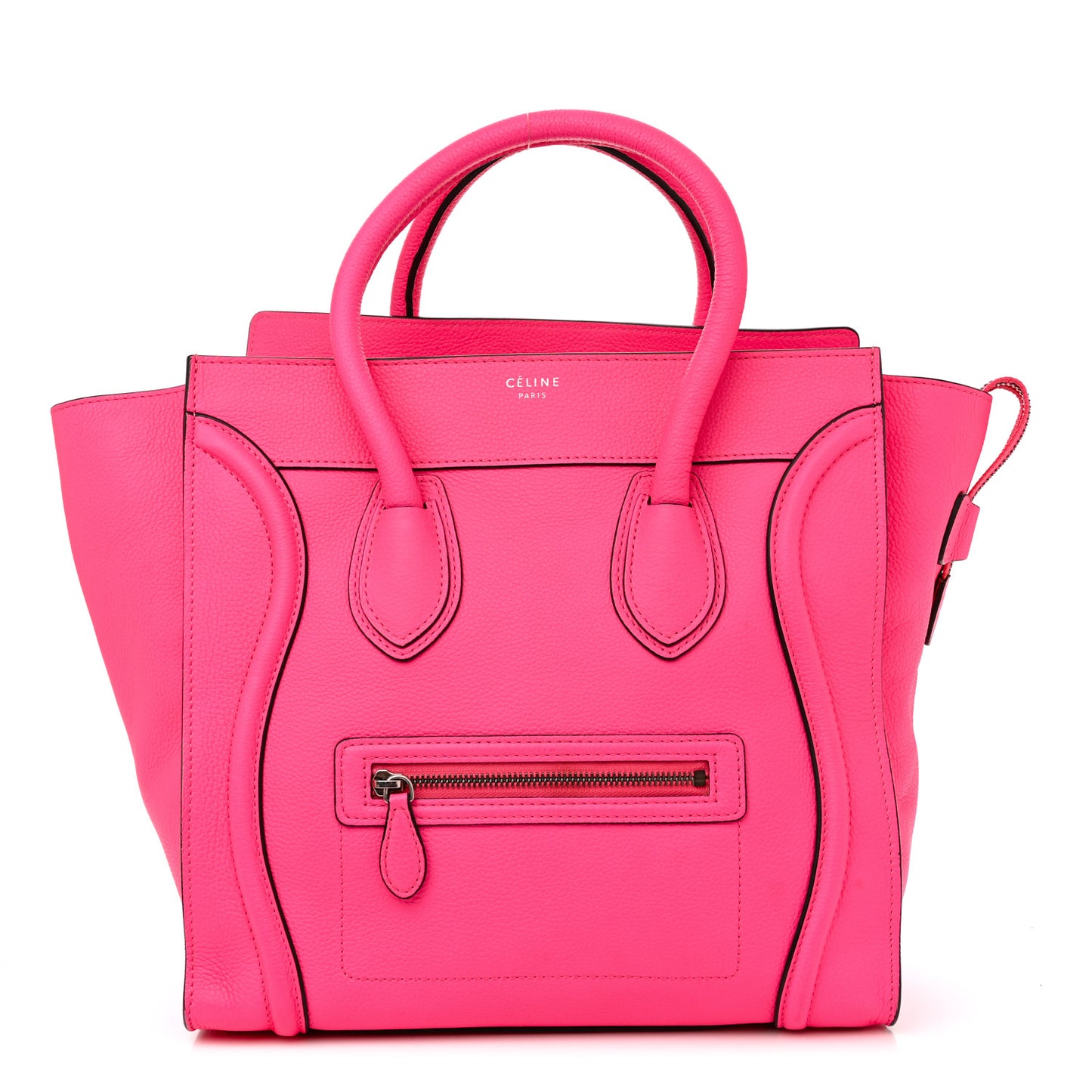 Drummed Calfskin Mini Luggage Fluo Pink