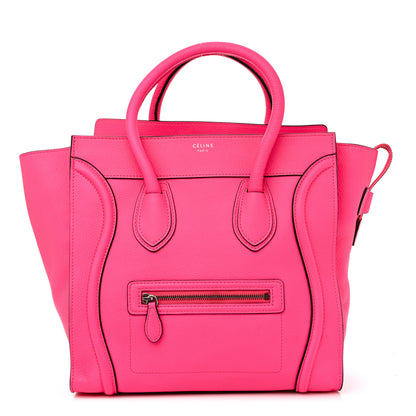 Celine Drummed Calfskin Mini Luggage Fluo Pink 1 of 11