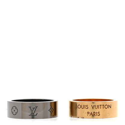Louis Vuitton Metal LV Instinct Set of 2 Rings L 63 10.25 Silver Gold 3 of 8