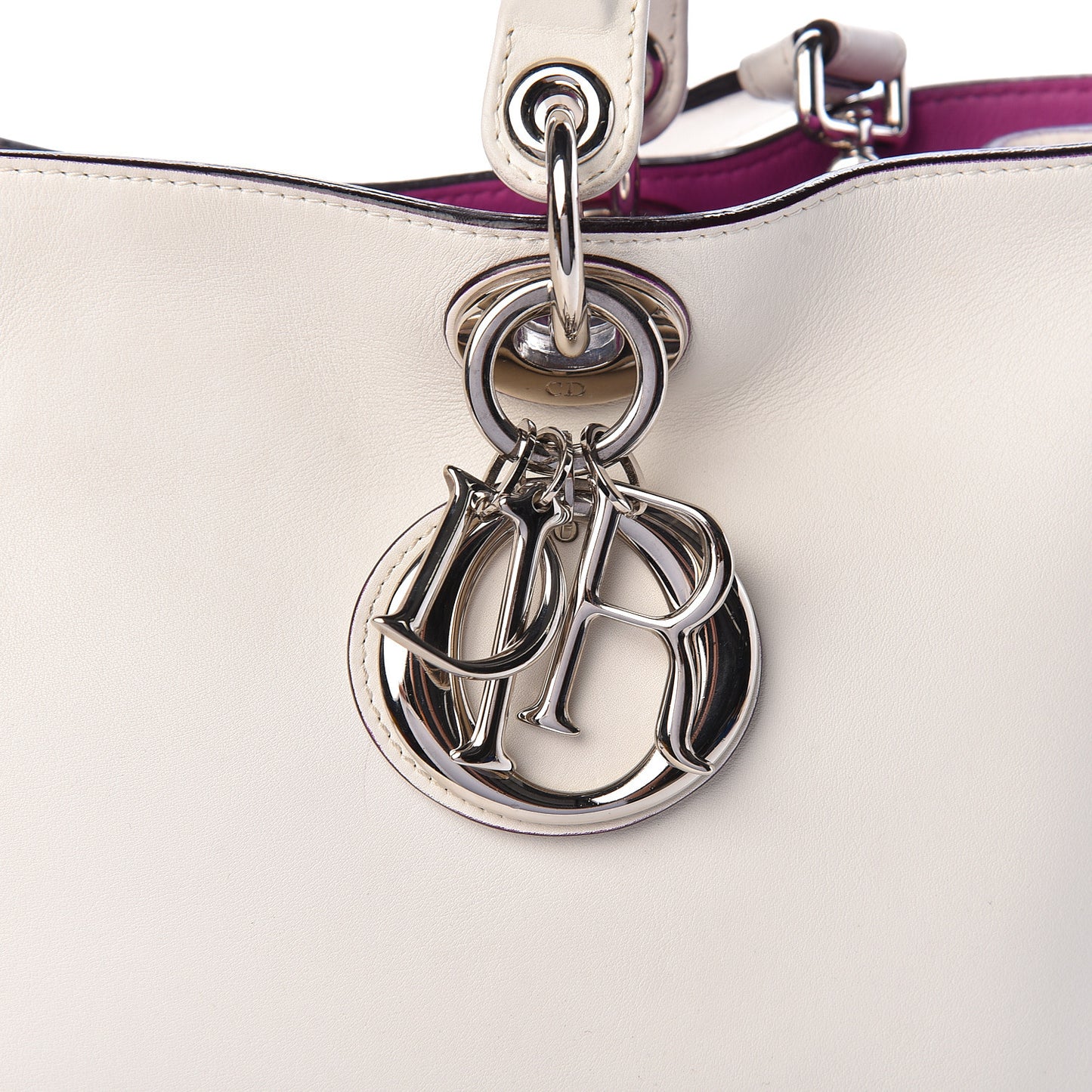 Smooth Calfskin Large Diorissimo Tote White