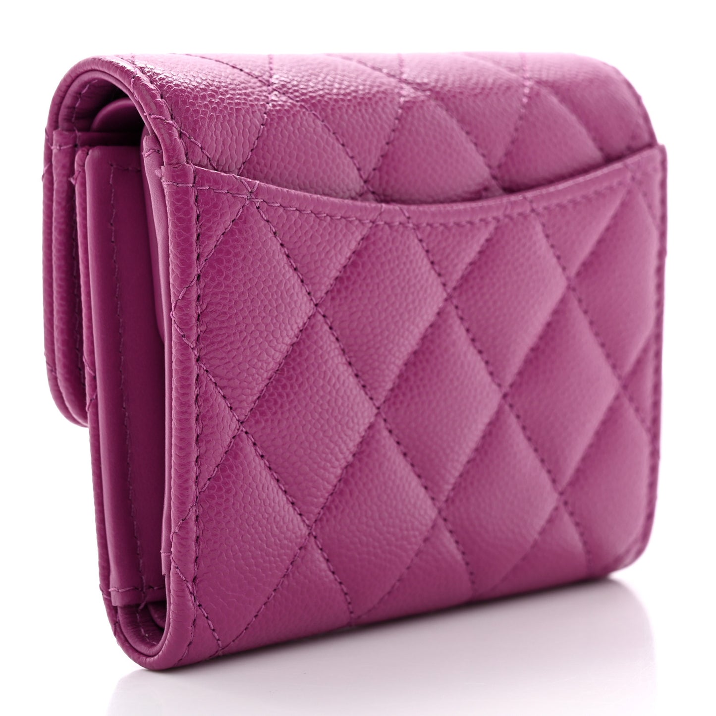 Caviar Quilted Small Flap Wallet Pink