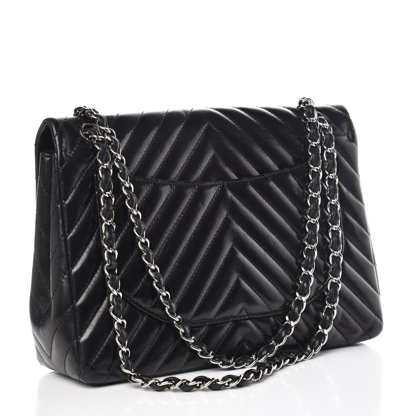 Lambskin Chevron Quilted Maxi Single Flap Black