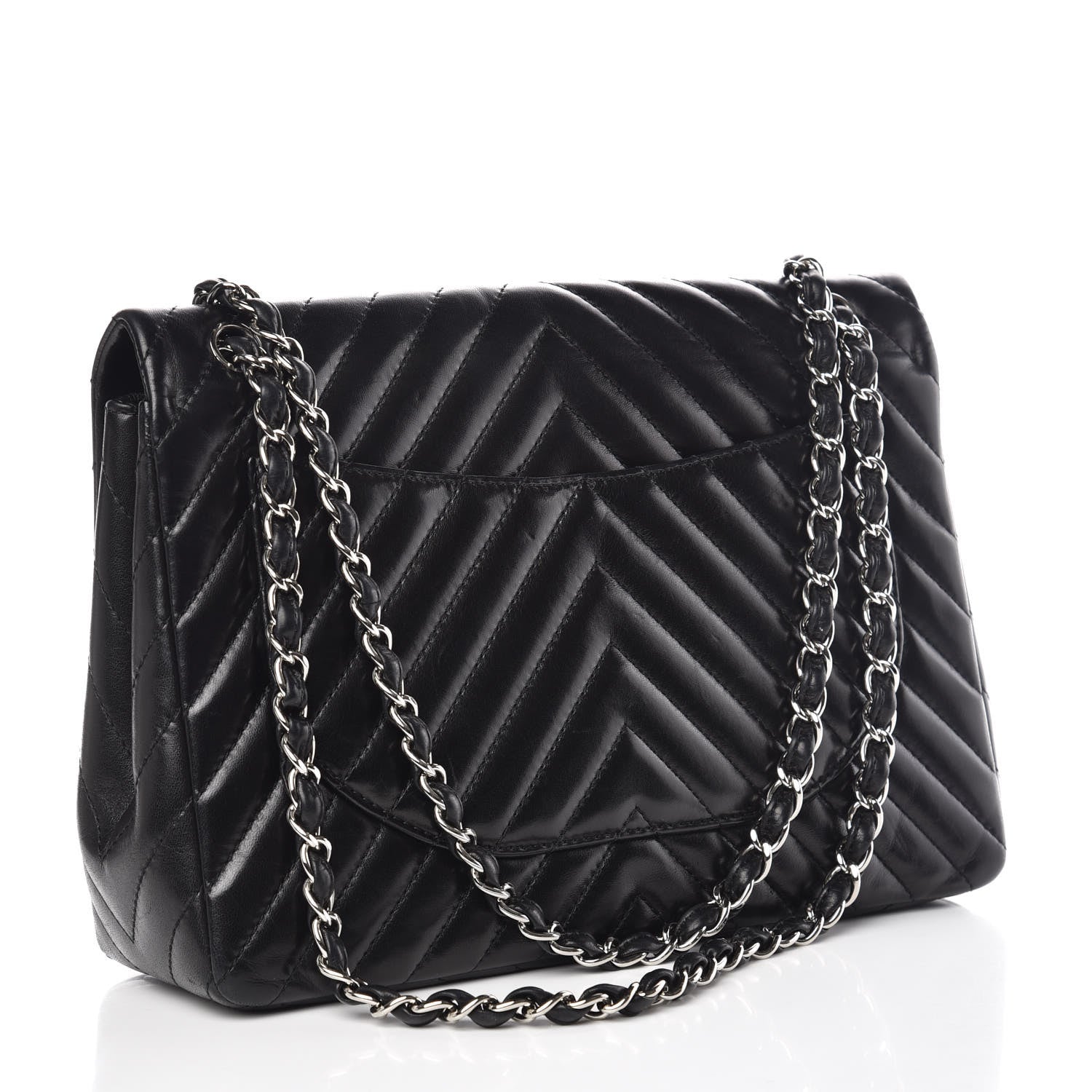 Chanel Lambskin Chevron Quilted Maxi Single Flap Black 3 of 10